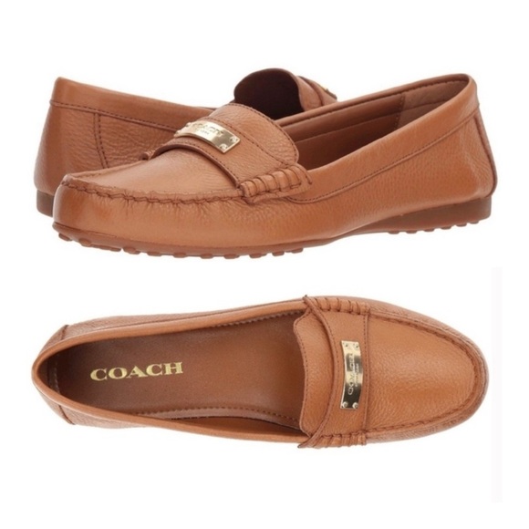 COACH Fredrica Pebble Grain Leather Loafers - Ginger - Picture 1 of 16